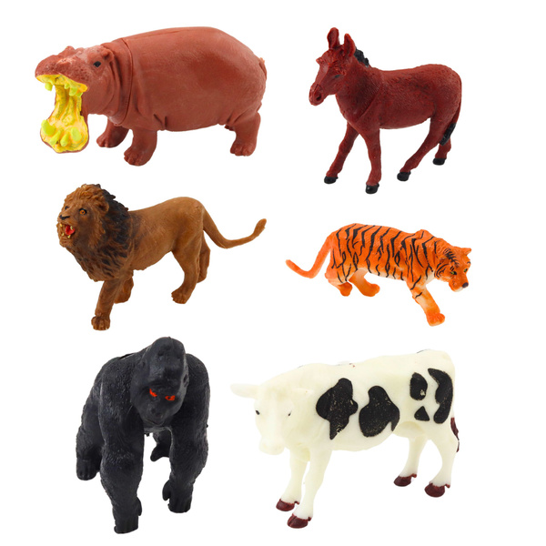 Set of Figurines Home Wild Animals Plants Chest 58 pcs