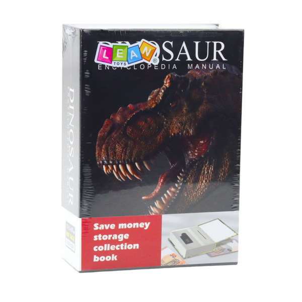 Book HiBuch verstecktes Sparschwein Safe Code Dinosaurier schwarz