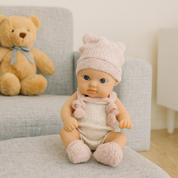 Baby Doll, Pink Outfit, Hat, Bib, 18 cm