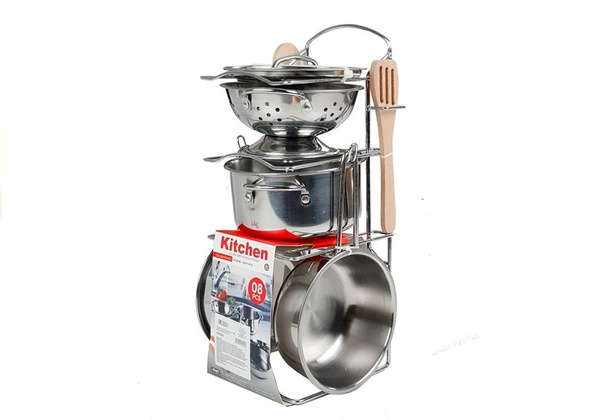 Stainless Steel Pots and Pans Miniature 8 pcs