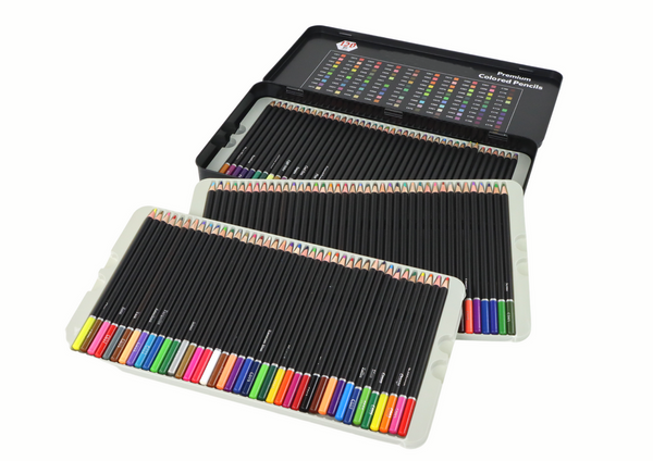 Premium Buntstifte Set 120-tlg. Farbliste mit verschiedenen Farbtönen
