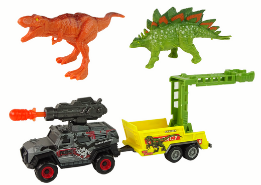 Dinosaurier-Set, Auto-Raketenanhänger, 