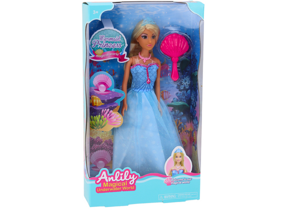 Anlily Mermaid Princess Blue Dress Brush Doll