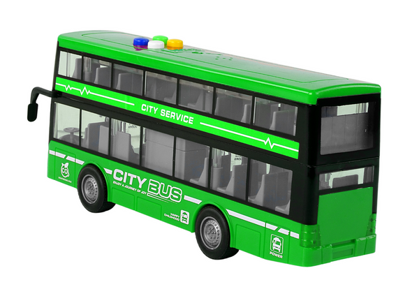 Battery Operated Double Decker Bus Lights Sounds Friction Drive Green