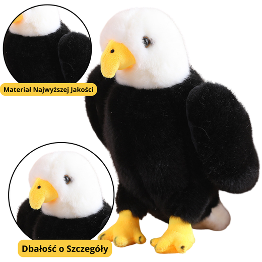 Plüschadler Vogel Plüschtier Maskottchen Kuscheltier Schwarz-Weiß 25cm