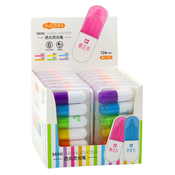 Mini-Textmarker-Set im Etui Intensive Farben 6-tlg