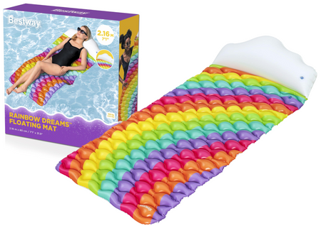 Aufblasbare Schwimmmatratze Regenbogen 216 x 80 cm Bestway 44107