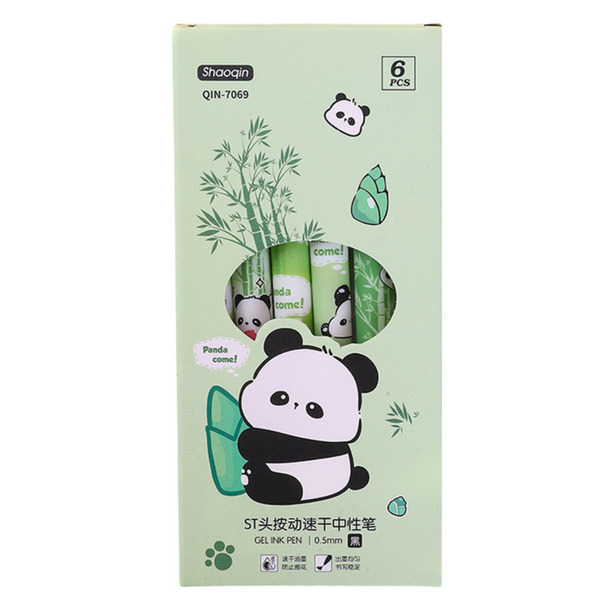 Panda Bamboo Pen Set Green Black Ink 0.5mm 6pcs