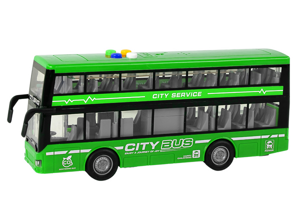 Battery Operated Double Decker Bus Lights Sounds Friction Drive Green