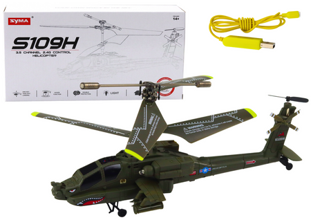 Apache Military Helicopter Remote Controlled RC Syma S109H Khaki