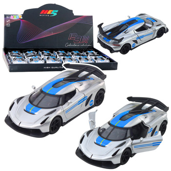 Sports Car Metal Race Drive Opening Doors Silver 1:32