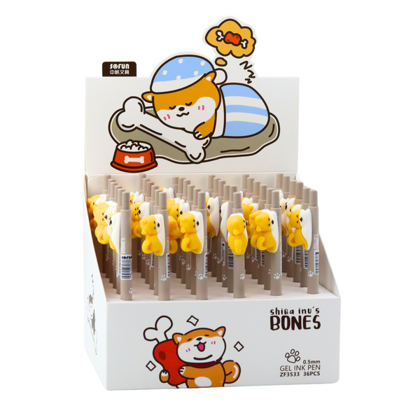 Ballpoint Pen With Yellow Shiba Dog Figure Blue Ink 0.5mm