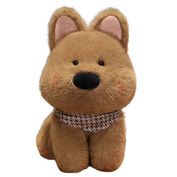 Plush Toy Cuddly Dog With Scarf Brown 25cm