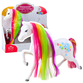 Figurine Large Fairytale Horse Rainbow Mane Colorful Decorations White