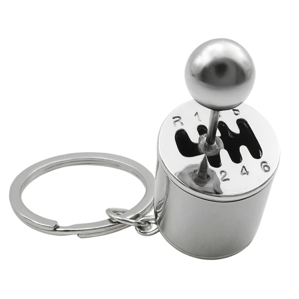Metal Keychain Movable Gearbox Silver