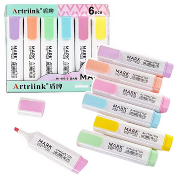 Set of Markers Highlighters School Office Pastel 6pcs