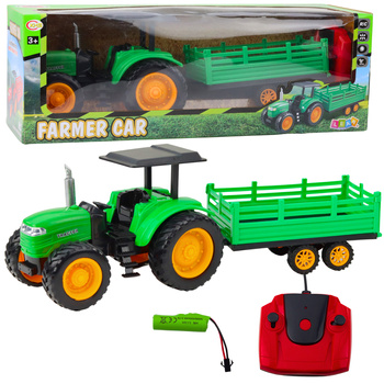 RC Green Remote Controlled Farm Tractor With Trailer