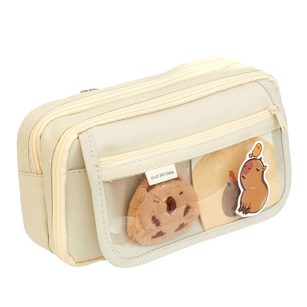 Zweiteiliges Schulfedermäppchen mit Taschen und Zubehör Kapybara 21x12 cm