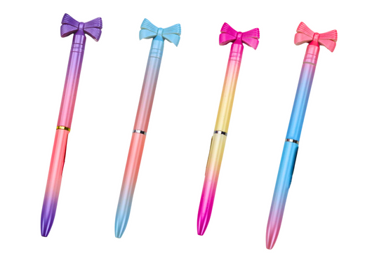 Pen with Bow Colorful Blue Refill 0.7mm Mix