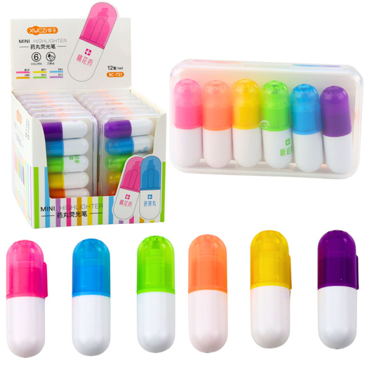 Mini Highlighters Set In Case Intense Colors 6pcs