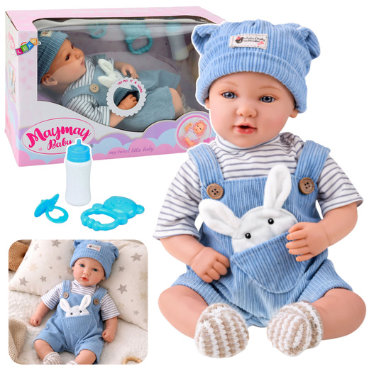 Baby Doll in Blue Bunny Outfit Accessories Sounds 39 cm