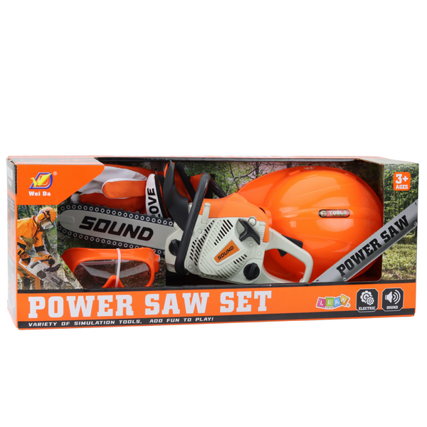 Kettensägenhelm, Brille, Handschuhe, Sounds-Set