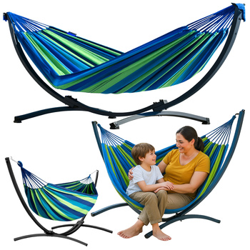 Garden Hammock with Frame for Two People, Green and Blue, 200x120