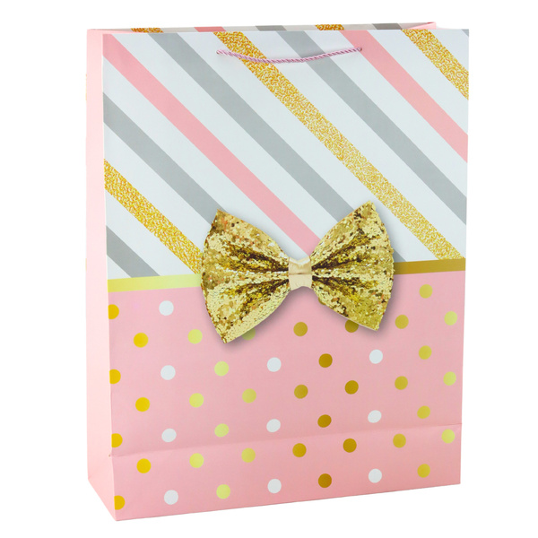 Large Gift Bag With Bow Gold Decorations 55 x 43 x 15cm