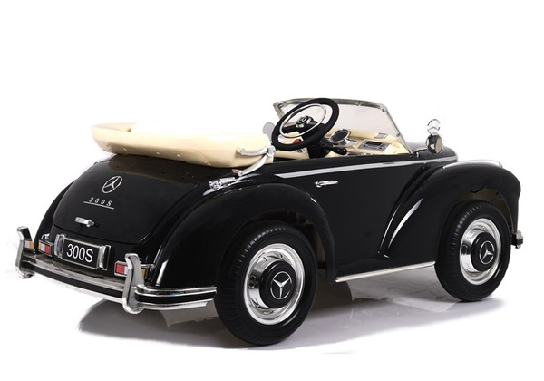 Kinderfahrzeug Mercedes-Benz 300S Schwarz lackiert Ledersitz EVA-Reifen Auto