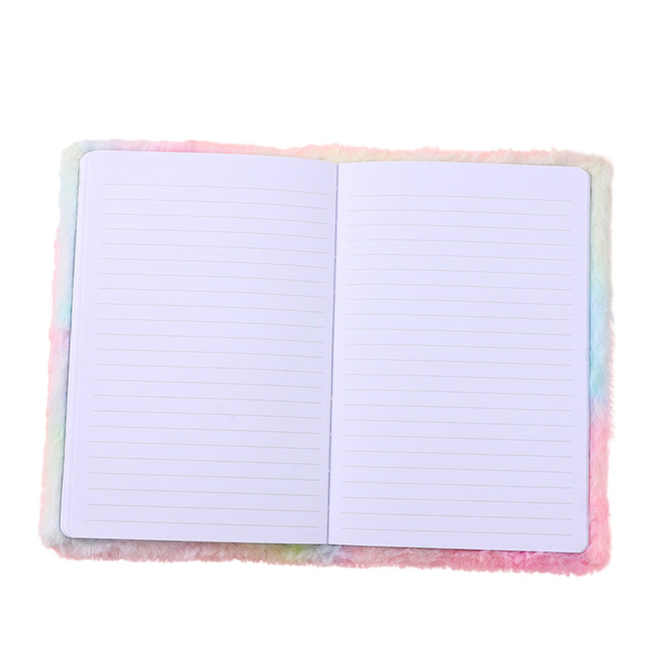 Plüschfell-Notizbuch, liniertes Notizbuch mit Einhorn-Mähne, bunt, A5