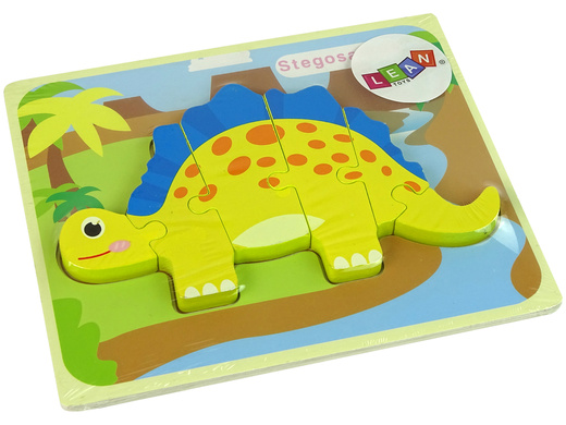 Wooden Puzzle Dinosaur Stegosaurus Yellow