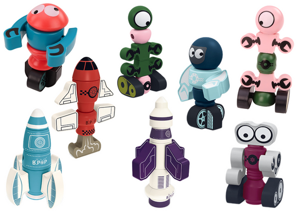 Magnetblöcke Weltraumraketen-Set 56-teilig. Magnetische Raketenmischung