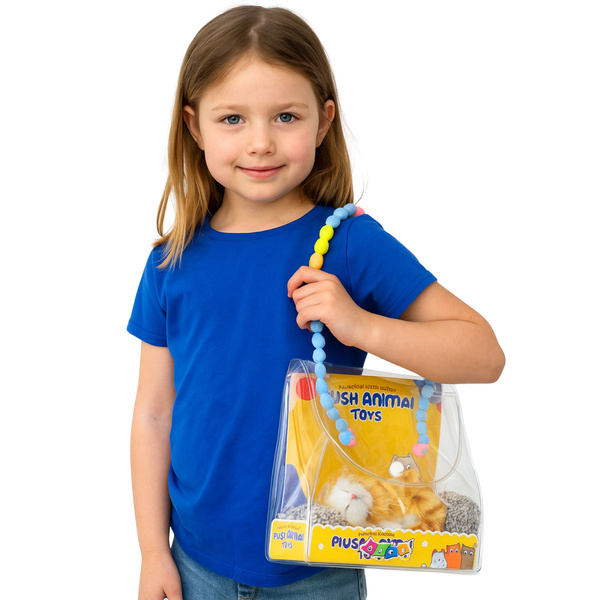 Sleeping Ginger Cat on a Pillow Figurine with Fur Bag Sounds