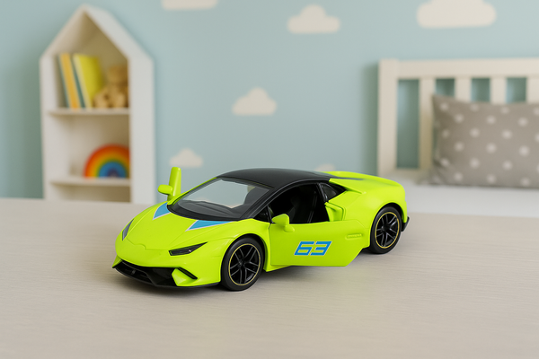 Sports Car Pull Back Metal Neon Green 1:43