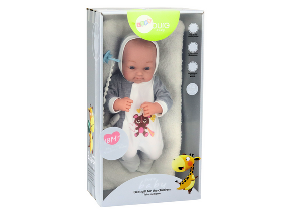 Babypuppe mit Schnullerdecke, Body-Zubehör-Set, 35 cm