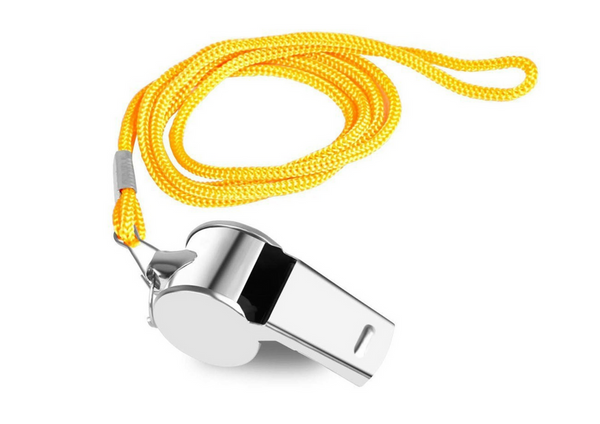 Referee Whistle With Ball Metal Yellow String 40cm