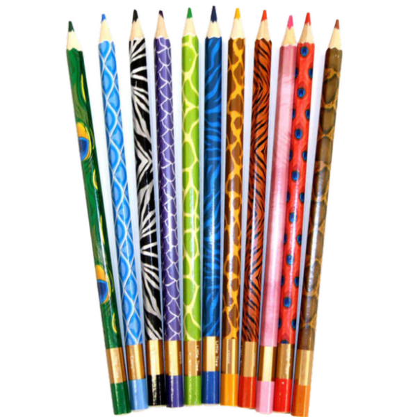 Set of 24 Colored Wooden School Pencils