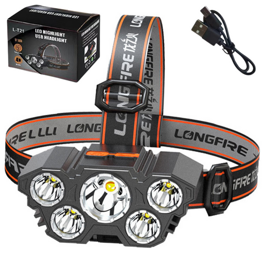 LED-Stirnlampe, 5 Dioden, Bewegungssensor, 4 Beleuchtungsmodi