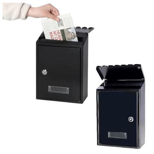 Briefkasten für Briefe, Stahl verzinkt, schwarz, 26,5x18,5x6,5cm
