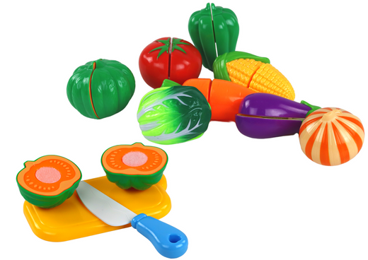Set of Velcro Vegetables in a Basket 8 Pcs Plate Knife