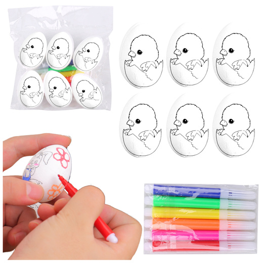 Easter Styrofoam Eggs For Painting Markers Chicken In Egg 6pcs
