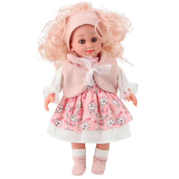Sweet Angel Doll in Pink Floral Dress, Sleeveless Top, and Headband, 36cm