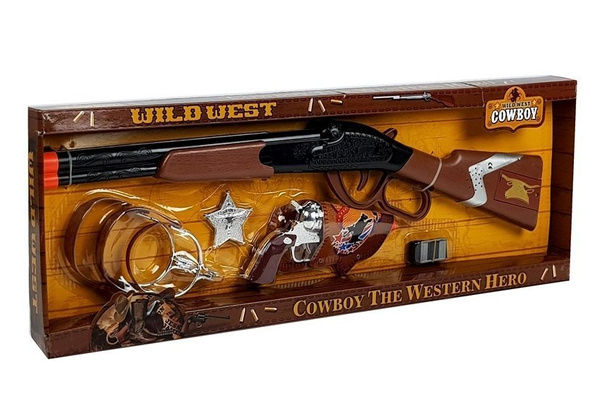 Cowboy Set Lever Action Gewehr Colt Revolver Sheriff Abzeichen