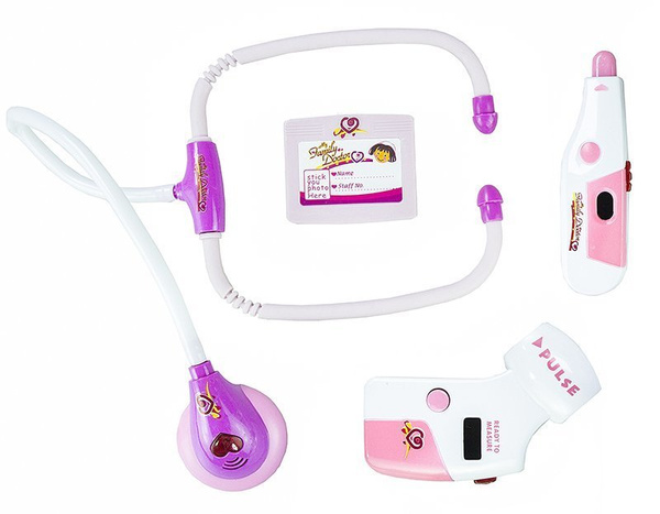 Doktor Arzt Koffer mit Zubehör Rosa umfangreiches großes Set Koffer Thermometer