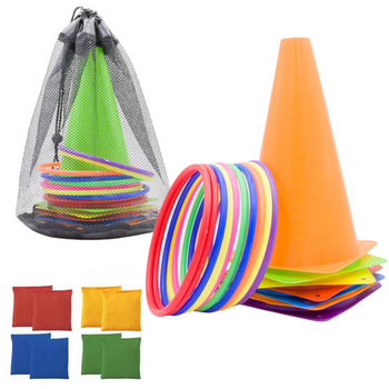 Sports Set For Arcade Games Cones Hoops Bags 29pcs