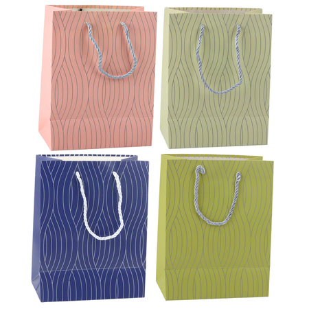 Paper Gift Bag Silver Wavy Lines 23 x 18 x 10.5 cm