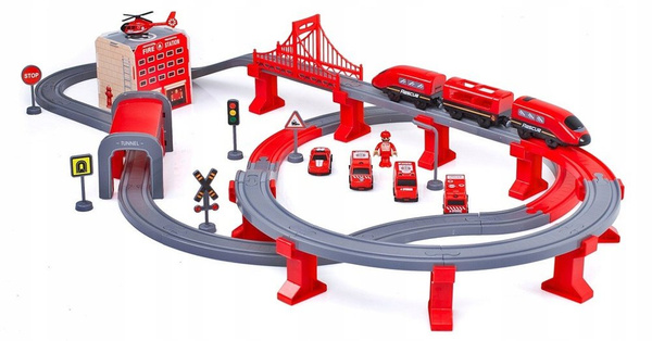 Fire Brigade Town Train Set Red 203 km/h