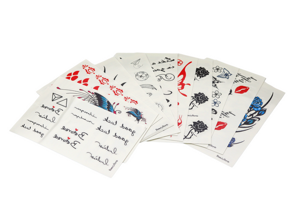 Tattoo-Set, 12 Karten, 3 Schwammschatten