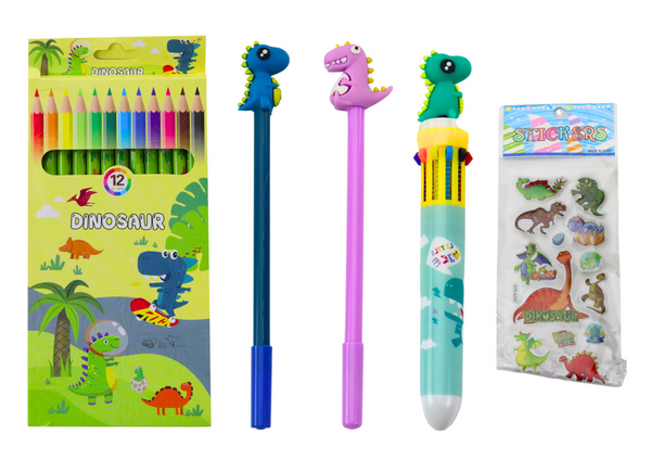 School Pencil Case with Dinosaur Blue Accessories