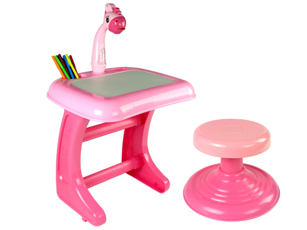 Drawing Table Chair Projector Pink Pens Pictures